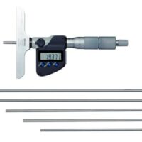Digitale Tiefenmessschraube von Mitutoyo, 0-150 mm Messbereich, 0,001 mm Präzision, inkl. 6 runde Tiefenmaßscheiben, Metrisch, mit Datenausgang
