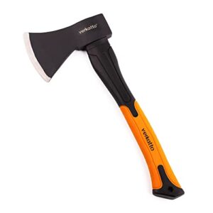 Handbeil für Garten und Wald - Universalaxt mit Gummiertem Griffende - Spaltbeil mit Fiberglasstiel