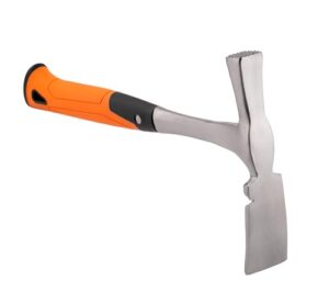 Maurerhammer mit Stahlkopf und Gummigriff, ideal für das Formen, Anritzen und Zuschlagen von Materialien wie Stein, Ziegel und Glasbeton, DIN 5108-konform