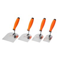 Stukateurkellen-Set 4-teilig aus Edelstahl mit Softgriff für Mauererarbeiten