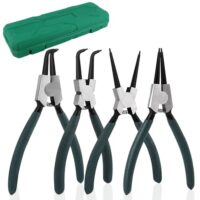 Hochwertiger Sprengringzangensatz aus Kohlenstoffstahl mit 180 mm gerader und gebogener Zange für innen und außen, ergonomischer Griff und federbelastetes Design, ideal für industrielle Anwendungen