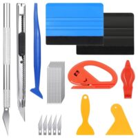 Rakel Set für Folie, Hochwertiges Rakel Set für Fensterfolie mit 2 Filzrakel Rakel, Präzisionsmesser, Plastikspachtel Folienrakel, Cutter, Messer mit 5 Klingen