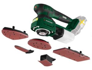 Multischleifer 20V 3 in 1 für Heimwerker, Akku Schleifgerät, Holz, Kunststoff und Metall