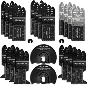 Multitool Sägeblätter Set für Holz, Kunststoff und Metall - 24-teilig - oszillierende Werkzeuge - universell kompatibel mit Makita DTM51Z, Dewalt, Einhell Parkside usw.