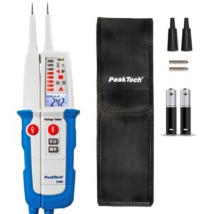 PeakTech 1096 Stromprüfer mit Dual Anzeige und FI-Testfunktion, Staub- & Wasser Schutz (IP64) LCD-Display + Taschenlampe