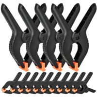 Hochleistungs Klemmzwingen Set mit 14 Stücken, Schwarze Nylon Federklemmen für Holzbearbeitung, Fotostudio und Handwerk