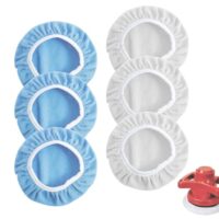 6 Stück Polierhauben-Set, Mikrofaser Polierhauben für Autos, Möbel, Glas und Bodenpolieren - Weiß + Blau