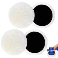 Polierpads Polieraufsatz, 125mm, 4 Stück, Kompatibel mit Bosch Exzenterschleifer, Lammwolle Polierscheiben für Auto und Korkböden