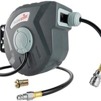 Poppstar Druckluftschlauchtrommel mit Automatik Aufroller für Druckluft Schlauch, 10m + 1m lang, Innendurchmesser 5/16" (8x12mm), 3/8" BSPT