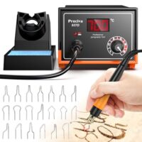 Preciva Brandmalstation, 937D Brandmalerei Set mit Digitalanzeige und Pyrographie-Lötstation, Temperaturbereich 250°C-700°C, ausgestattet mit 20 verschiedenen Pyrographieköpfen für Holz, Leder, Kork, Karbissen oder Hartplastik