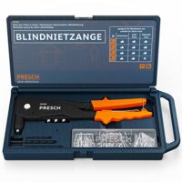 Presch Blindnietzange Set 79tlg. im Koffer, inklusive Blindnieten, HSS Bohrern und Montageschlüssel mit Nietlehre für Heimwerker und Profis
