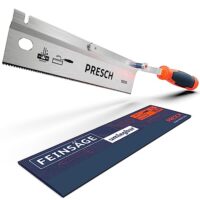 Presch Feinsäge 250mm - Handsäge, Rückensäge umlegbar und klappbar für Holz, Kunststoff und Sockelleiste schneiden