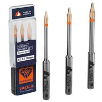 Presch Fliesenbohrer Set 3-teilig für harte Fliesen, Keramik, Glas und Porzellan, Bohrer mit Zentrierspitze und orangener Farbkennzeichnung