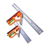 Presch Kombinationswinkel Set 150mm und 300mm, metrisches Messwerkzeug mit Linealanschlag und Anschlagwinkel in Edelstahl, hochwertiges Profi-Messinstrument für verschiedene Arten von Messungen