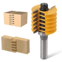Professioneller Fingergelenk-Fräser-Bit, 1/2in Finger Joint Router Bit, Holzbearbeitungs-Fingerfräser, Holzbearbeitungswerkzeug mit 5 einzelnen Fingerschneidern für Holzbearbeitung