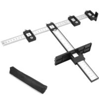 QWORK Bohrer-Positionierungslineal mit metrischen und imperialen Skalen, Einstellbare Bohrschablone Kabinett Hardware Jig zur Montage von Griffen an Möbeln
