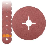 Rhodiusscheibe 25 Stück Ø 125 mm K80 Fiberschleifscheibe für Winkelschleifer Schleifscheibe Metall