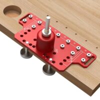 Regalstiftvorrichtung 2 in 1 Scharniervorrichtung, selbstgeschlossene Klemmfunktion, Ganzmetall-Regalstift, Bohrvorrichtung mit 7 Bohrern für Schrank und Schubladen