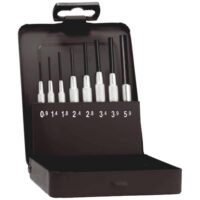 Rennsteig Splintreibersatz, 8-teilige Set mit Durchmessern von 0,9 bis 5,9 mm, in Metallkassette, für Heimwerker und Handwerker
