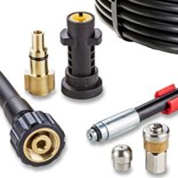 Effektiver Rohrreinigungsschlauch für Hochdruckreiniger, 15m lang, 200bar stark, mit rotierender Düse und fixierte Düse, kompatibel mit Kärcher, Lavor, Bosch Professional