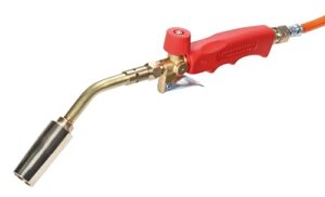 Rothenberger Industrielle 5-teilige Hochleistungsbürsten Turbobrenner Set mit 2 m Propan-Gasschlauch und Zubehör für Löten, Brennen, Weichlöten und Hartlöten bis 800°C