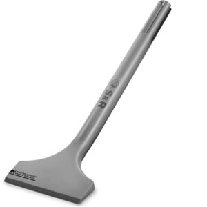 Hochleistungs Fliesenmeißel mit SDS-MAX-Schaft, abgewinkelter Kopf und breite Meißelfläche für präzise Arbeiten an harten Materialien wie Beton.