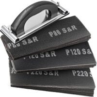 Trockenbau-Schleifgitter-Set, 30 Gitterleinen mit Schleifblättern (P80, P120, P220), Handschleifer und Siliziumkarbid-Korn für Rigips, Holz, Metall