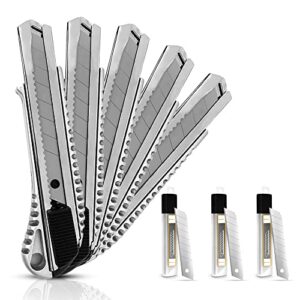 Hochwertiges Cuttermesser-Set aus Aluminium, Ultrascharf und Robust für Heimwerker und Gewerbetreibende mit 5 Messern und 30 Ersatzklingen.