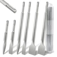 SDS Plus Meißel Set, 6 tlg. Fliesemeißel (2x Flachmeißel, 2x Breitmeißel, 2x Spitzmeißel) Spatmeißel Bohrhammer Meißel Set für Beton, Mauerwerk, Fliesen, Fliesenkleber, Naturstein