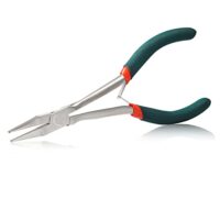 Hochwertige Flachzange mit langem Griff und PVC-Griffen, ideal für Schmuckherstellung und Automobiltechnik.