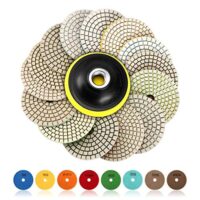 Diamant Polierscheiben Set, 15 Stück, für Granit Stein Beton Marmor Bodenschleifer oder Polierer, verschiedene Korngrößen von 50# bis 6000#, inklusive Haken und Loop Backing Halter Disc