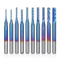 Scharfe Schaftfräser für Holz, PVC und Aluminium - 10Pcs Nano Blue Coat Fräserset mit Hartmetall-Klingen - ideal für CNC, SMT, PCB, Präzisionsbauteile und mehr