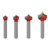 Abrundfräser Set mit 4 Einzelteilen, unterschiedliche Radiusgrößen, C3-Hartmetall, Holzbearbeitung, Oberflächenbearbeitung, Routern oder CNC-System geeignet