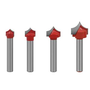 Abrundfräser Set mit 4 Einzelteilen, unterschiedliche Radiusgrößen, C3-Hartmetall, Holzbearbeitung, Oberflächenbearbeitung, Routern oder CNC-System geeignet