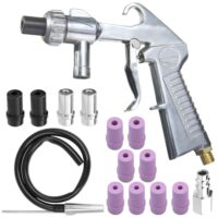 Sandstrahlpistole Set Druckluft, Sandstrahlen Pistole Kit mit 1m Gummischlauch und Düsen unterschiedlicher Kaliber für professionelles Sandstrahlen