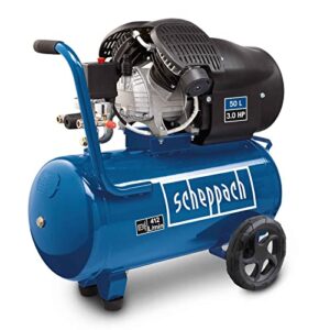 Scheppach Druckluft Kompressor HC53DC mit 2200 Watt Leistung, 50 Liter Kessel und 10 bar Druck. Ideal für Reifenbefüllen, Nagelpistolen und Lackierarbeiten.