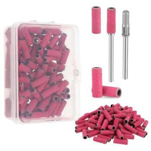 100 Schleifbänder mit 180# Grit für Nagelbohrer, Abeillo Mini Schleifkappen und 3,1 mm Dornbohrern