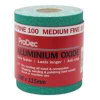 Grünes Schleifpapier mit Körnung 100 für das Schleifen von Holz, Farbe, Putz und Metall.