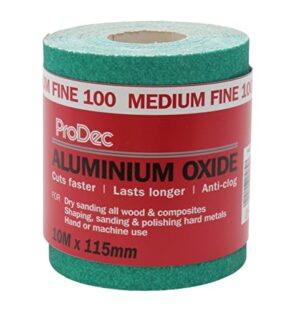 Grünes Schleifpapier mit Körnung 100 für das Schleifen von Holz, Farbe, Putz und Metall.