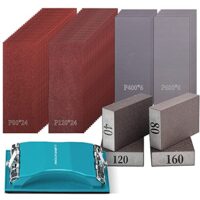 Schleifpapier Set K80 bis K600, Handschleifer, Sandpapier Set 65 Stück, für Automobil Schleifen, Holzmöbellackierung, Veredelung