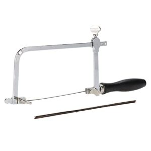 Schmucksäge-Set mit verstellbarem Sägerahmen und 12 Spiralsägeblättern für das Feinschneiden von Metall, Kunststoff und Wachsrohr.