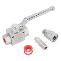 Schnellanschluss-Absperrkugelhahn Set für Hochdruckreiniger, Kugelhahn mit 3/8-Schnellanschluss, weiblich, 4500 PSI, maximal 158 ℉, Aluminium und Edelstahl