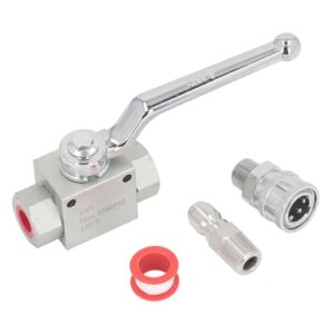 Schnellanschluss-Absperrkugelhahn Set für Hochdruckreiniger, Kugelhahn mit 3/8-Schnellanschluss, weiblich, 4500 PSI, maximal 158 ℉, Aluminium und Edelstahl
