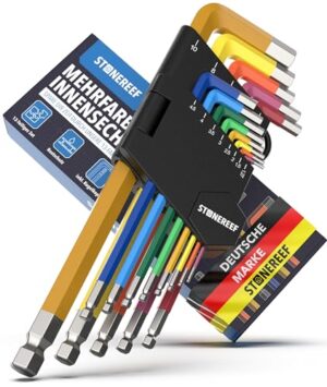 Innensechskantschlüssel Set 13tlg. inkl. Kugelkopf Sechskant Multicolour Satz für Handwerker, Winkelschlüsselsatz 1,27-10mm Sechskantschlüssel Set