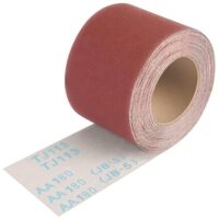 Hochwertiges Schleifpapier in Rollenform mit Körnung 180, ideal für die Bearbeitung von Holz und Metall