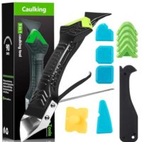 Silikon-Entferner, 5-in-1-Werkzeug, Stainless Steel Fugenmesser, Silikonpads, Dichtungsdüse für Küche, Bad, Boden, Spüle, Fenster, Abdichtung