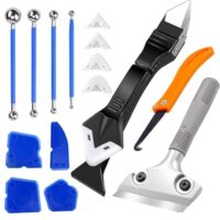 Silikonfugenentferner, Werkzeugset mit 5 in 1 Silikonabzieher und Silikonentferner, Fugenkratzer, Silikonfugenglättet, Fugentorpedo Set für professionelle Reparatur und Reinigung von Dichtungen