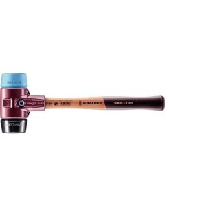 Halder Simplex Schonhammer, TPE-soft / Gummikomposition; mit Tempergussgehäuse und hochwertigem Holzstiel | D=60 mm | Handhammer für Heimwerker und Profis