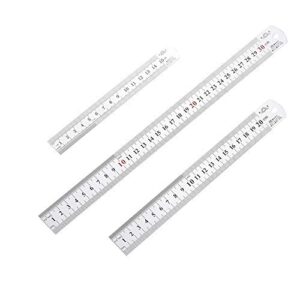 Drei Stahl-Liniensets in verschiedenen Längen, 15cm, 20cm und 30cm, mit Doppelseitenskala und Messwerkzeug für Engineering, Schule, Büro oder Zuhause