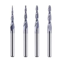 Kugelkopffräser mit konischer Spitze, Hartmetall-Spiralkugelkopf-Kegelfräser für CNC-Graviermaschine, 2D/3D-Gravur von verschiedenen Materialien wie Hartholz, Sperrholz, Weichholz, Eichenholz, MDF, Aluminium, Kupferlegierungen und Acrylglas
